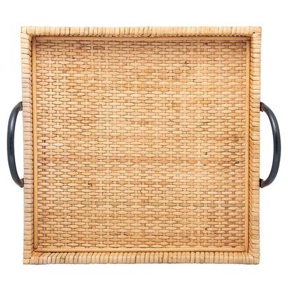 Imagem de Bandeja Retangular de Fibra Natural com Alça Bali 25x23x9,5 29597 - Wolff