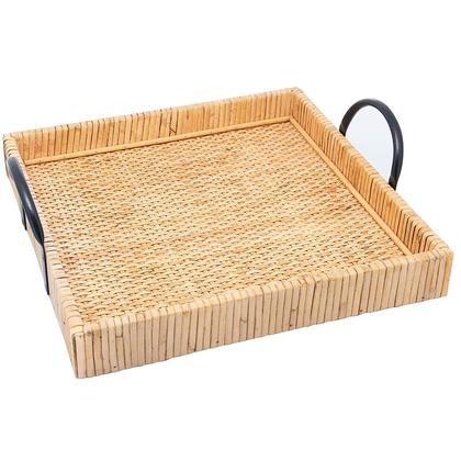 Imagem de Bandeja Retangular de Fibra Natural com Alça Bali 25x23x9,5 29597 - Wolff