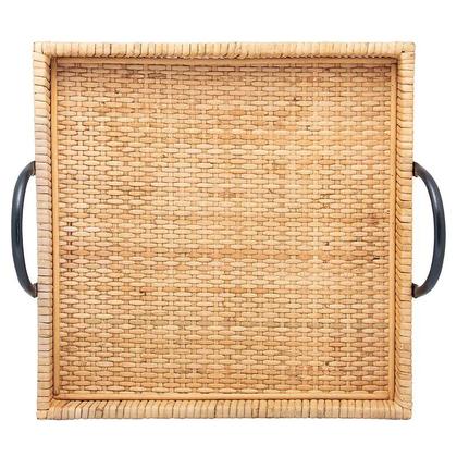 Imagem de Bandeja Retangular de Fibra Natural com Alça Bali 25x23x9,5 - Wolff