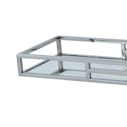 Imagem de Bandeja retangular em aço inox com espelho Fracalanza 40x20x6cm