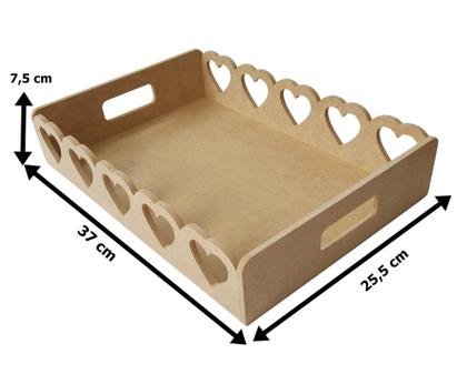 Imagem de Bandeja retangular em mdf com borda coração