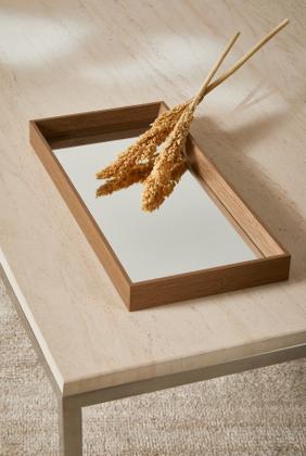 Imagem de Bandeja Retangular em MDF Marrom com Espelho 3x38x18cm - Mart