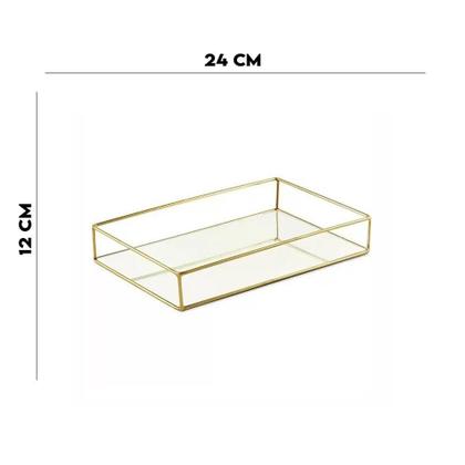 Imagem de Bandeja Retangular em Metal com Espelho Mart 24x4x12cm