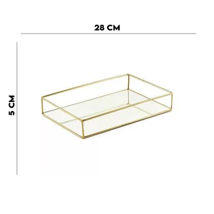Imagem de Bandeja Retangular em Metal com Espelho Mart 28x5x18cm