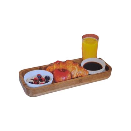 Imagem de Bandeja Retangular Funda De Bambu Marrom 34cm Grande 2 Peças