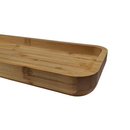 Imagem de Bandeja Retangular Funda De Bambu Marrom 34cm Grande 2 Peças