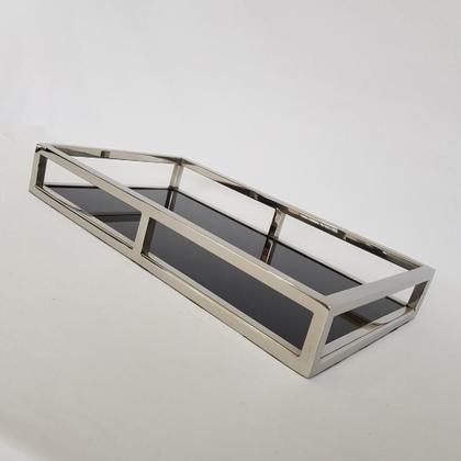 Imagem de Bandeja retangular inox com vidro