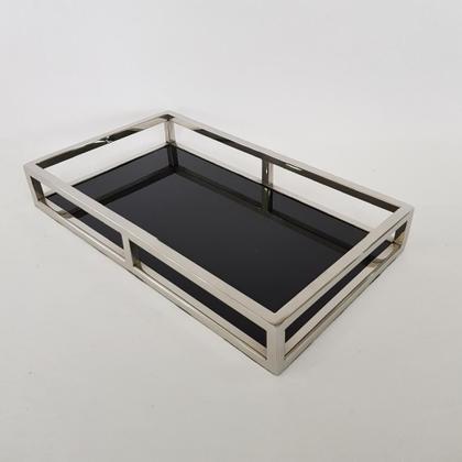 Imagem de Bandeja retangular inox com vidro