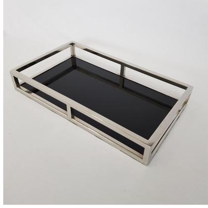 Imagem de Bandeja retangular inox com vidro