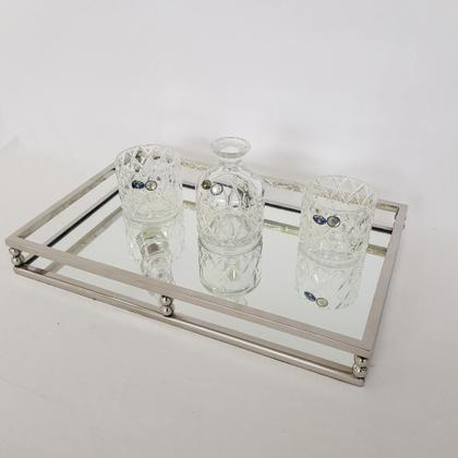 Imagem de Bandeja retangular inox com vidro
