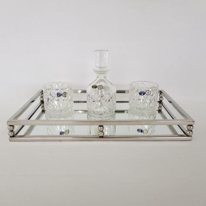 Imagem de Bandeja retangular inox com vidro