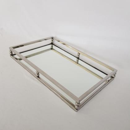 Imagem de Bandeja retangular inox com vidro