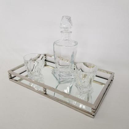 Imagem de Bandeja retangular inox com vidro