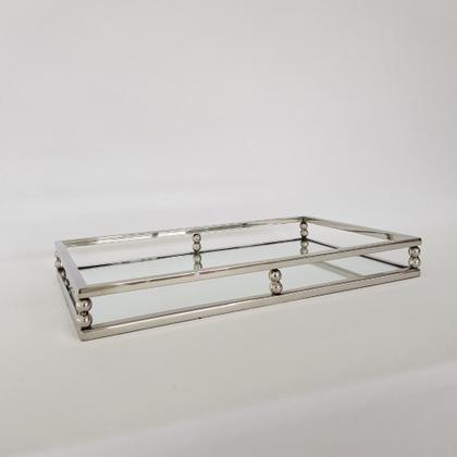 Imagem de Bandeja retangular inox com vidro