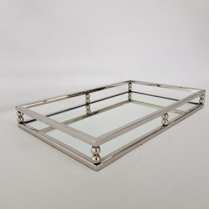 Imagem de Bandeja retangular inox com vidro