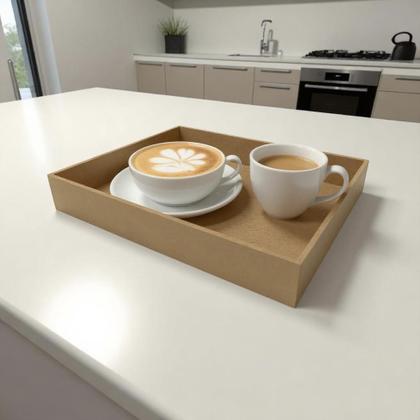 Imagem de Bandeja Retangular Lisa Simples 30x24x4,3 Kit 5 Unidades Mdf Madeira