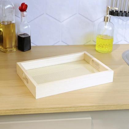 Imagem de Bandeja Retangular Lyor com Fundo Tressê 31,5x4x21,5cm