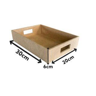 Imagem de Bandeja Retangular M Lisa Para Café Da Manhã Com Alça 30x20x6 MDF CRU