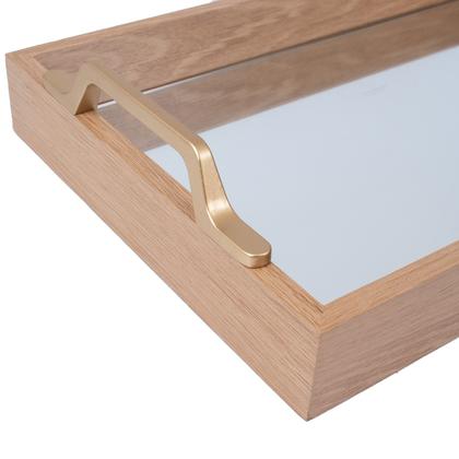 Imagem de Bandeja Retangular Madeira Alça Metal 45 cm