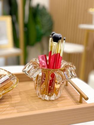 Imagem de Bandeja Retangular Mdf Pu Listra 3D Bege P - Entrecasa