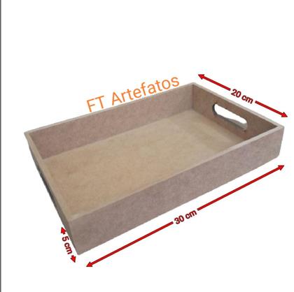 Imagem de Bandeja retangular p em mdf 6mm com alça mdf*cantinho do café*cestas