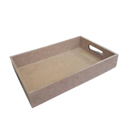 Imagem de Bandeja retangular p em mdf 6mm com alça mdf*cantinho do café*cestas