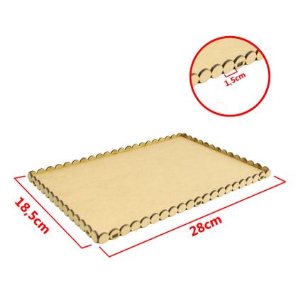 Imagem de Bandeja Retangular Pérolas 1 Fileira M Festa Decoração 28x18 Mdf Madeira