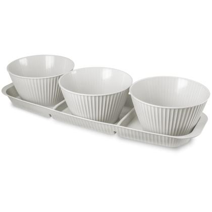 Imagem de Bandeja Retângular Petisqueira Plástico 3 Divisórias e Molheira 400ml