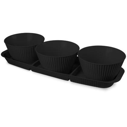 Imagem de Bandeja Retângular Petisqueira Plástico 3 Divisórias e Molheira 400ml