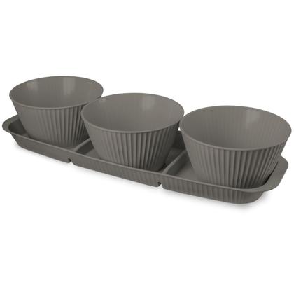 Imagem de Bandeja Retângular Petisqueira Plástico 3 Divisórias e Molheira 400ml