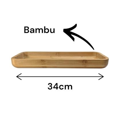 Imagem de Bandeja Retangular Rasa 34cm & Funda 34cm Decoração Natural