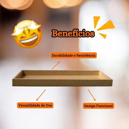 Imagem de Bandeja Retangular Rustica Decoração Kit de 10 Unidades 39x13x2,5 Mdf Madeira
