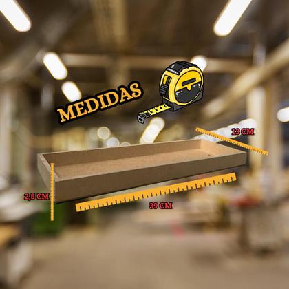 Imagem de Bandeja Retangular Rustica Decoração Kit de 10 Unidades 39x13x2,5 Mdf Madeira
