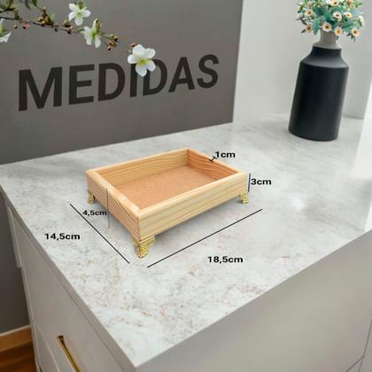 Imagem de Bandeja Retangular sem Alça 18,5x14,5x3 com Pé Piano Madeira Pinus 10mm
