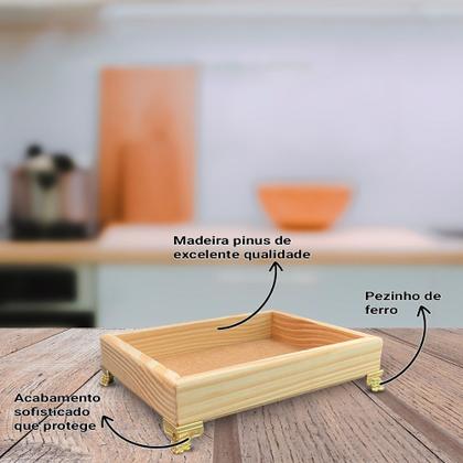 Imagem de Bandeja Retangular sem Alça 18,5x14,5x3 com Pé Piano Madeira Pinus 10mm