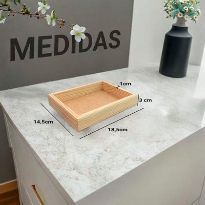 Imagem de Bandeja Retangular sem Alça 18,5x14,5x3 Kit 3 Unidades Madeira Pinus 10mm