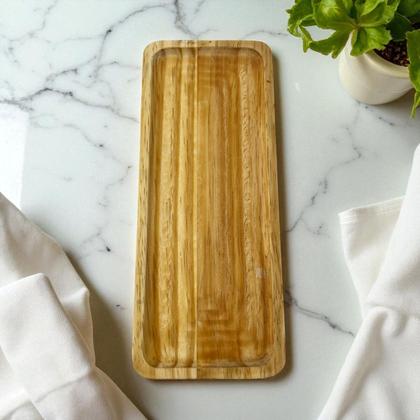 Imagem de Bandeja Rústica Decorativa Retangular de Madeira Pinus 25cm