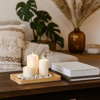 Imagem de Bandeja Rústica Decorativa Retangular de Madeira Pinus 25cm