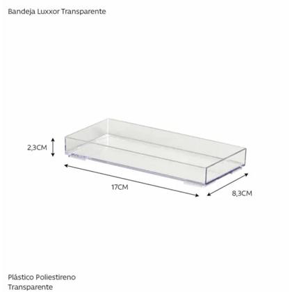 Imagem de Bandeja Suporte Luxxor 17x8,3x2,3cm Cristal Transparente