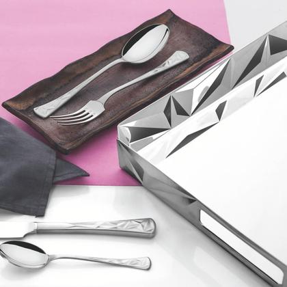 Imagem de Bandeja Tramontina Prisma em Aço Inox para Café da Manhã Mesa de Centro Decorativa Retangular