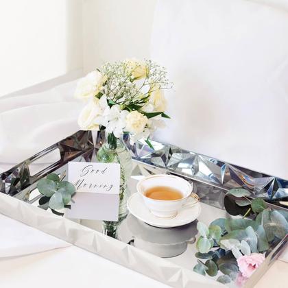 Imagem de Bandeja Tramontina Prisma em Aço Inox para Café da Manhã Mesa de Centro Decorativa Retangular