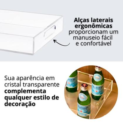 Imagem de Bandeja Transparente Decorar Organizar Mesa Bancada Café Chá Bar Cozinha bebida festas taças garrafa