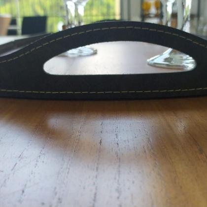 Imagem de Bandeja Vale Decorativa Castanho Couro Preto