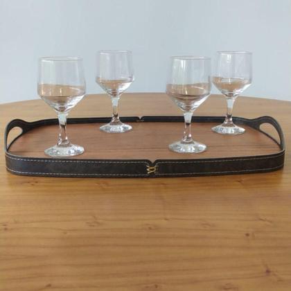 Imagem de Bandeja Vale Decorativa Castanho Couro Preto
