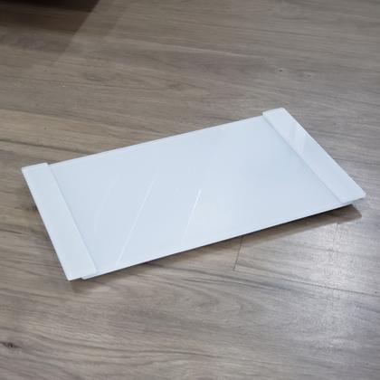 Imagem de Bandeja Vidro Luxo Com Alça Branco Cozinha Sala Lavabo 27x16