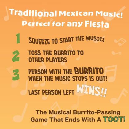 Imagem de Bandito Burrito The Musical Passing Game para crianças a partir de 4 anos, jogue The Singing Plush em um jogo no estilo Hot Potato que termina com um dente