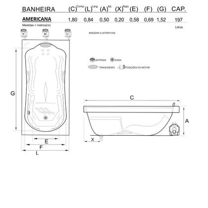Imagem de Banheira Americana COMPLETA com hidro em acrílico