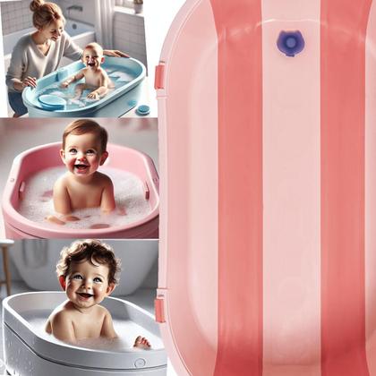 Imagem de Banheira de Bebe Dobravel Compacta Kiddo Flap Rosa Menina