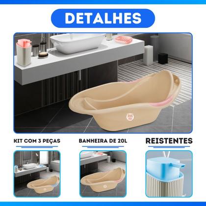 Imagem de Banheira De Bebê Infantil Grande 20 Litros Banho Com Saboneteira E Dispenser