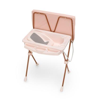 Imagem de Banheira de Bebê Plástica Galzerano Classic 7045 com Trocador e Suporte Rosê